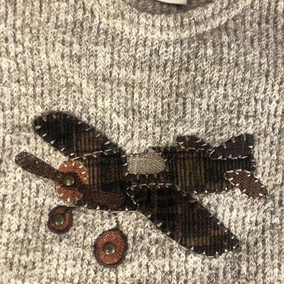 Cach Cach Size 3-6 M Brown Ribbed Sweater Romper With Airplane Appliqué - Picture 2 of 5